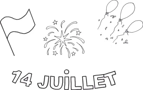 Coloriage 14 Juillet France - Fête nationale à imprimer