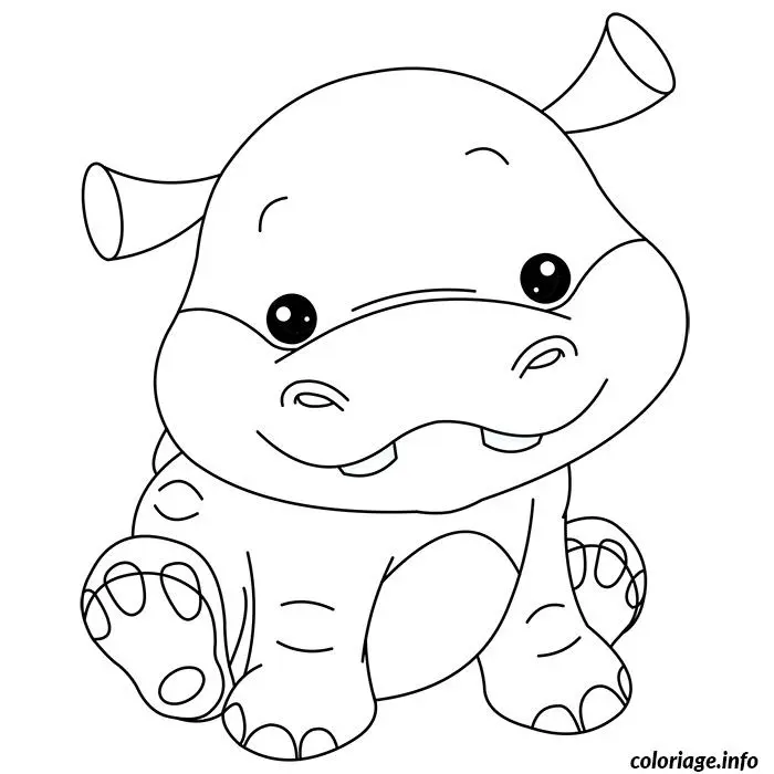 Coloriage Bébé hippopotame - Bébé à imprimer