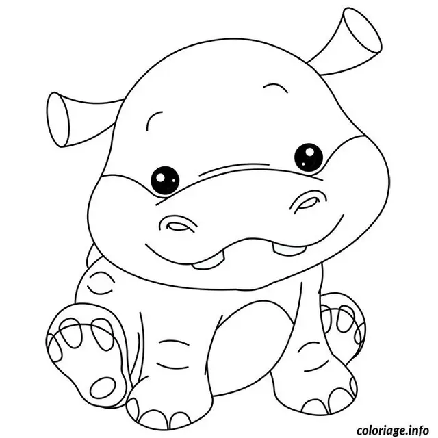 Coloriage Bébé hippopotame - Bébé à imprimer