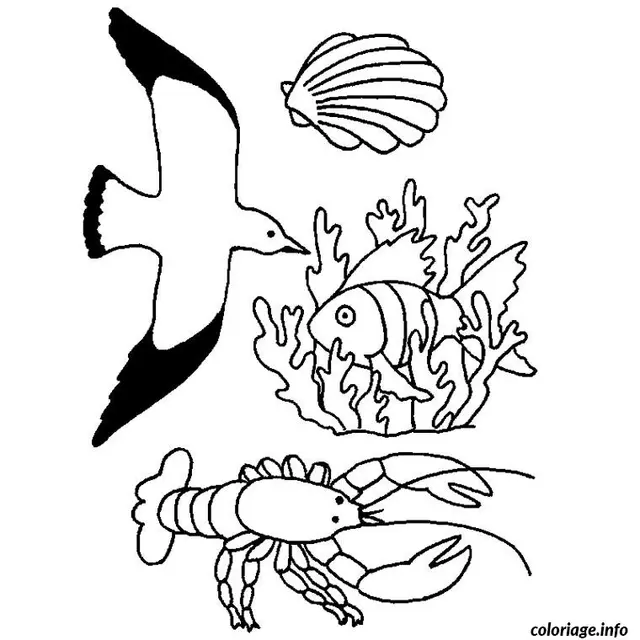 Sea Animals coloring page to print