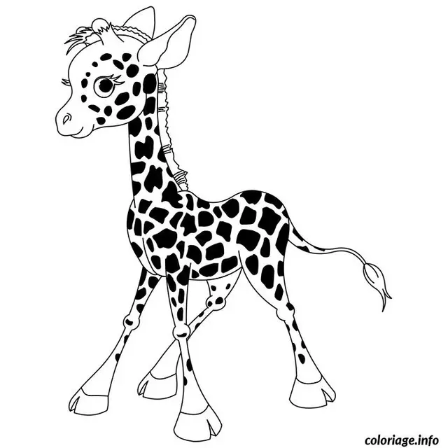 Coloriage Bébé girafe debout - Girafe à imprimer
