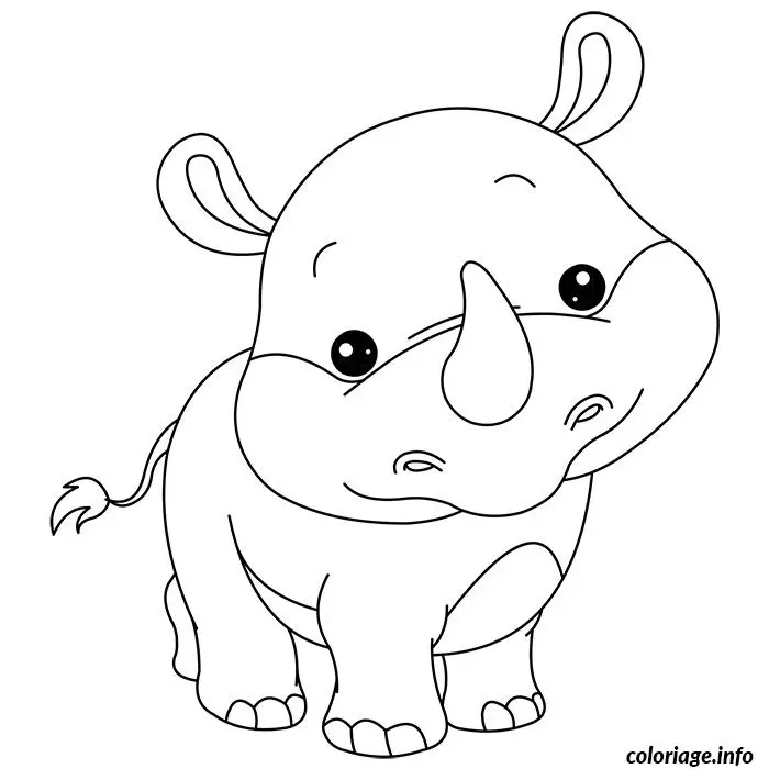 Coloriage De bébé rhinoceros - Bébé à imprimer