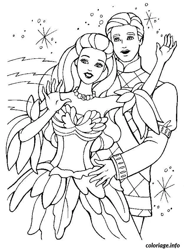 Coloriage Barbie cœur de princesse - Princesse à imprimer