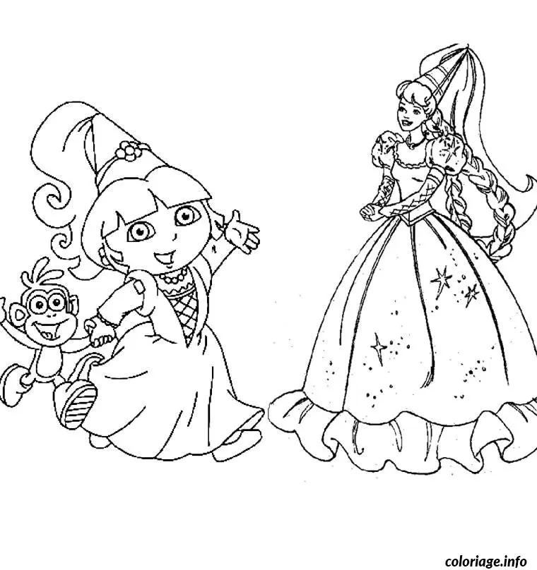 Coloriage Barbie dora - Barbie à imprimer