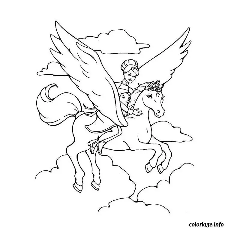Coloriage Barbie et le cheval magique - Magique à imprimer