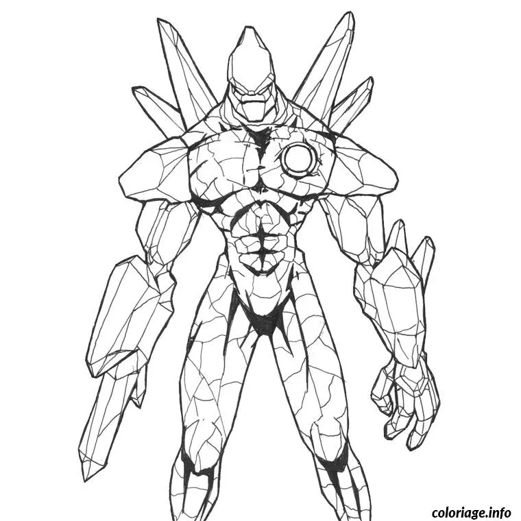 Coloriage Ben 10 en transformation glaciale héroïque - Ben 10 à imprimer