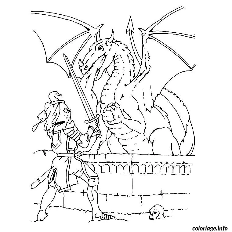 Coloriage Dragon chevalier - Chevalier à imprimer