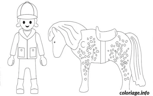 Coloriage Playmobil cheval - Playmobil à imprimer