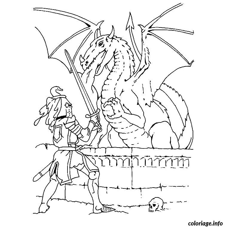 Coloriage Chevalier et dragon - Chevalier à imprimer