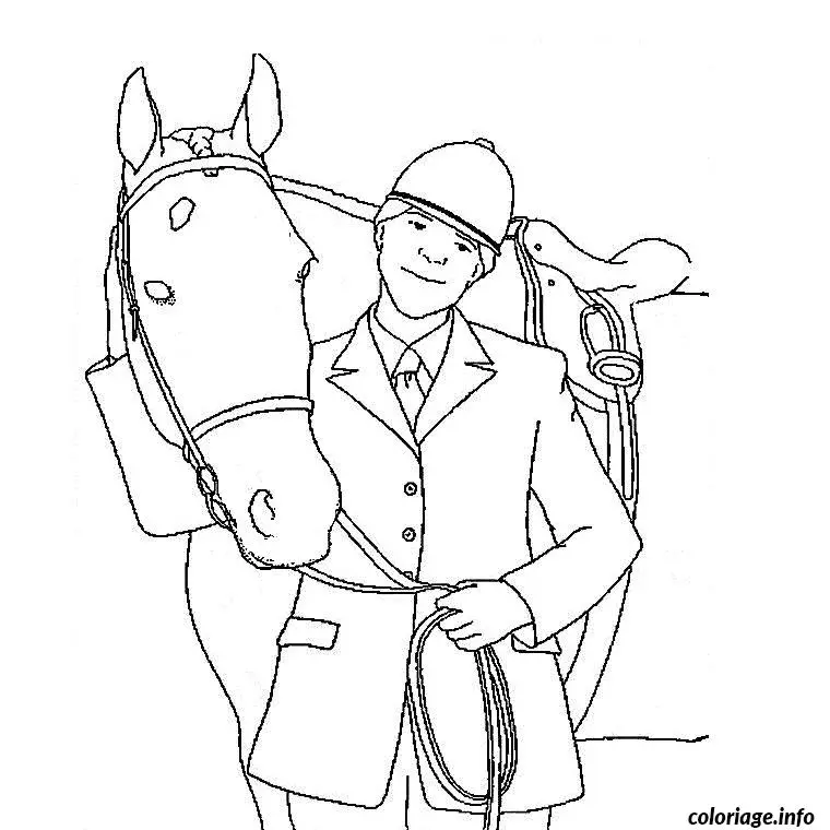 Coloriage Cheval cavalier - Cheval à imprimer