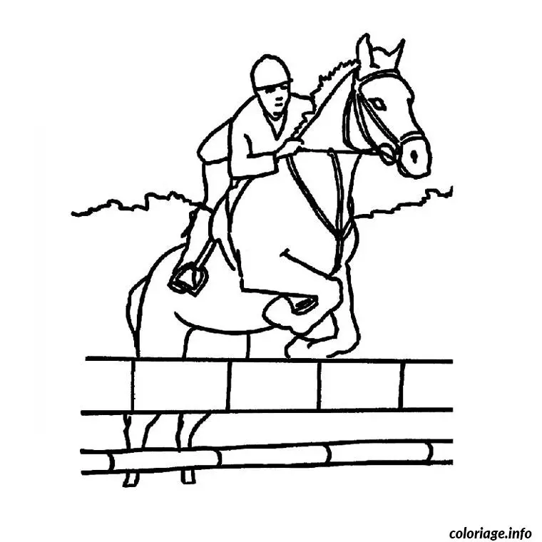 Coloriage Cheval saut d'obstacle - Cheval à imprimer