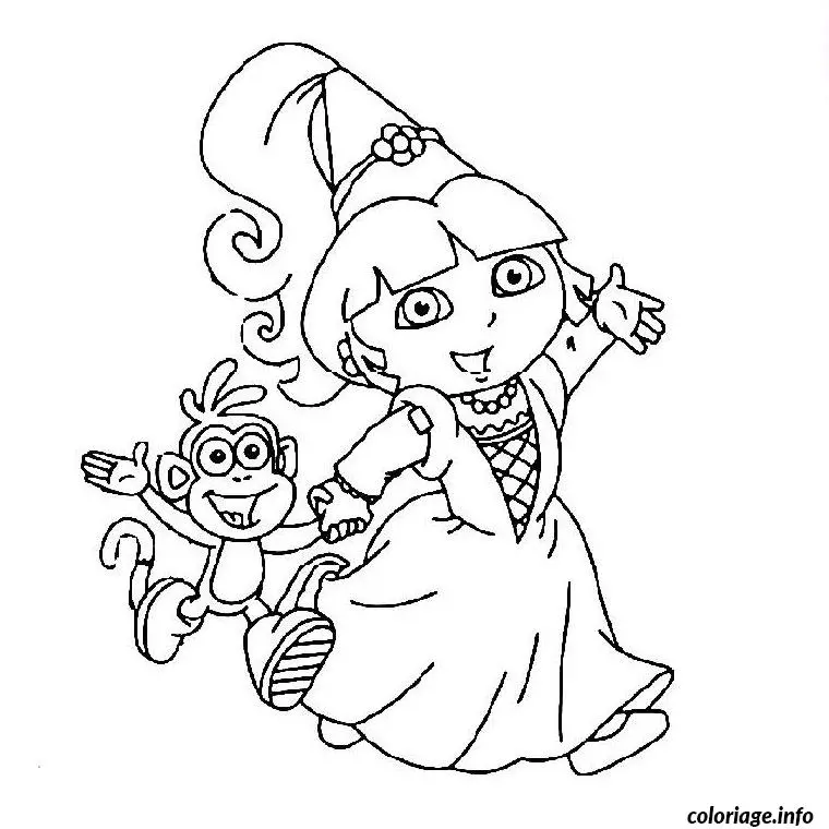 Coloriage Dora la princesse - Princesse à imprimer