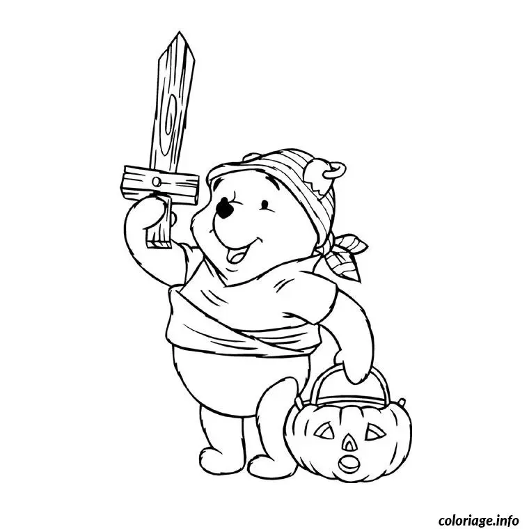 Coloriage Halloween winnie l'ourson - Halloween à imprimer