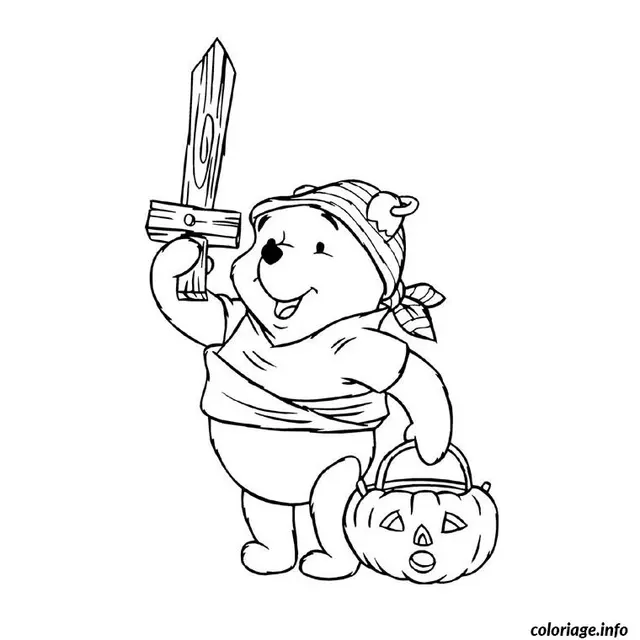 Coloriage Halloween winnie l'ourson - Halloween à imprimer