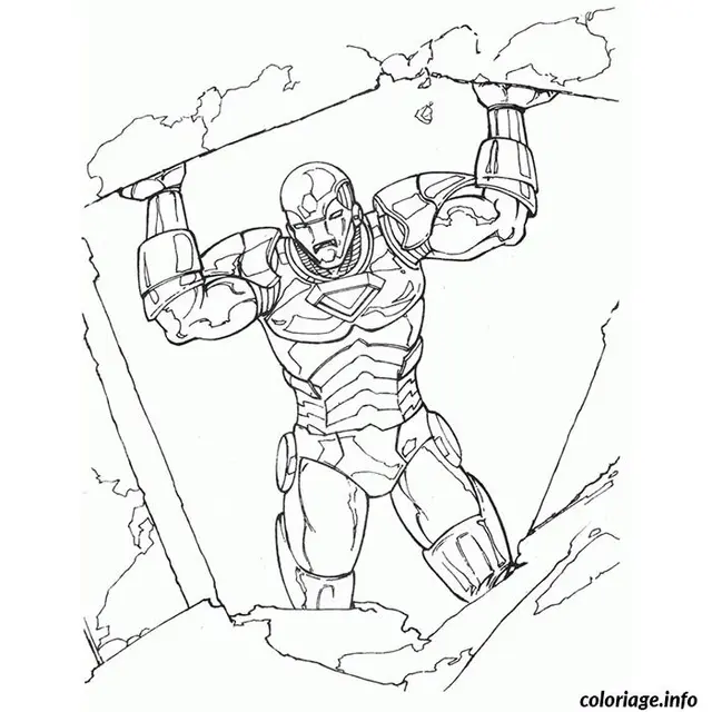 Coloriage Iron man en danger - Iron man à imprimer