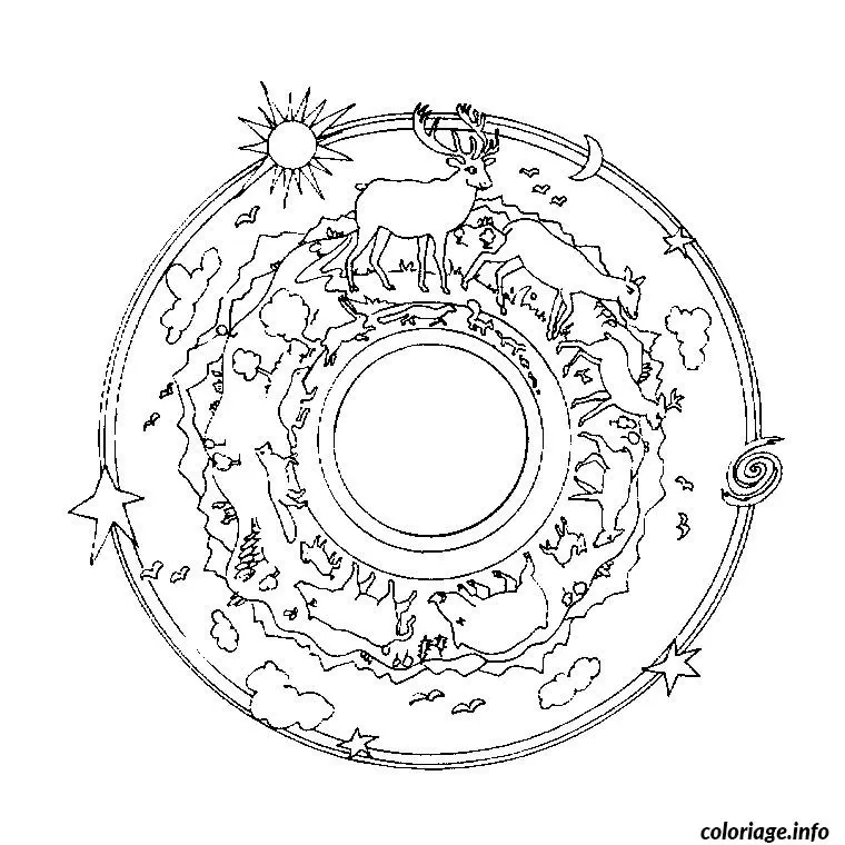 Nature Mandala coloring page to print