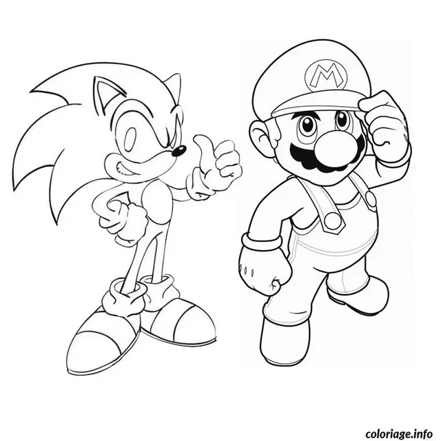 Coloriage Sonic mario - Mario à imprimer