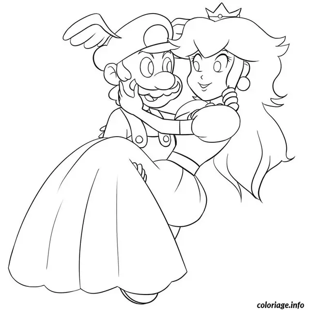 Coloriage Mario et peach - Mario à imprimer