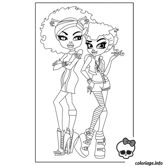 Dibujo de Monster High Clawdeen y Howleen Wolf para colorear