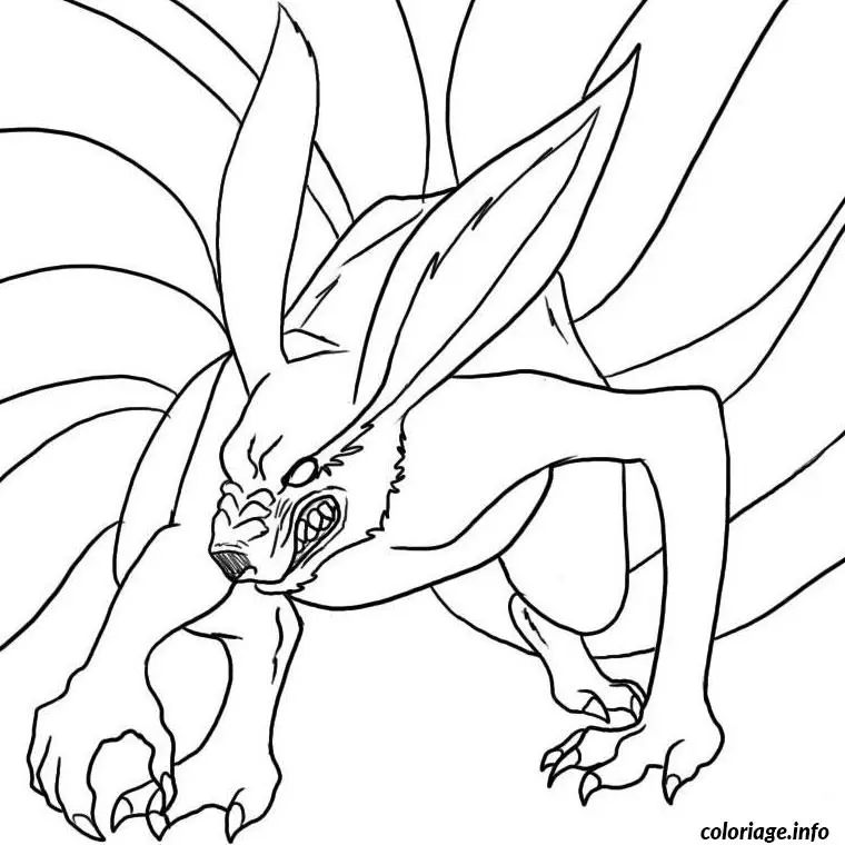 Coloriage Naruto démon renard a 9 queues - Naruto à imprimer