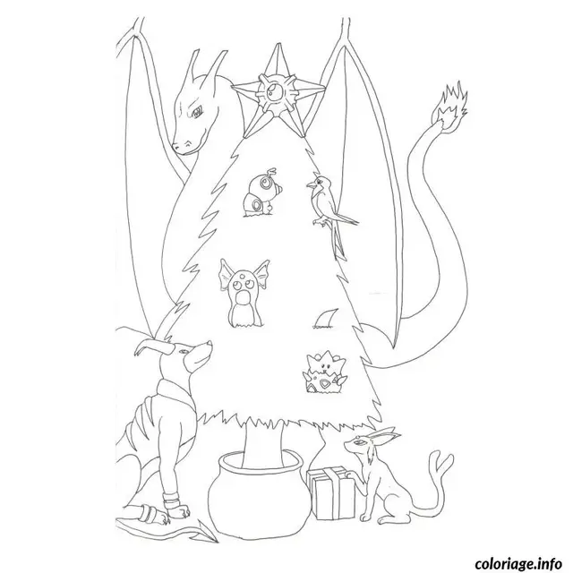 Coloriage Noël pokemon - Pokémon à imprimer