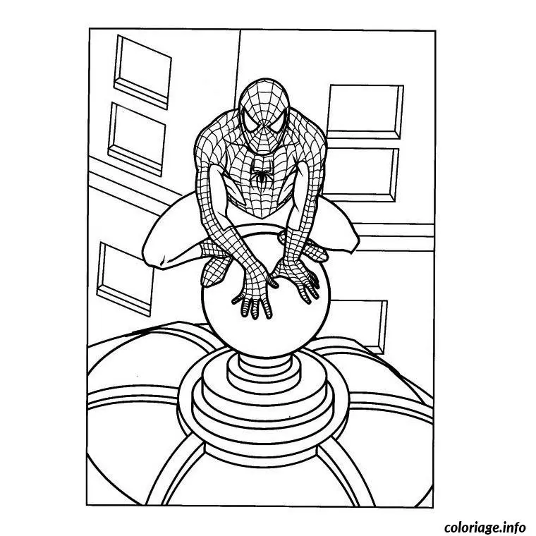 Coloriage Spider-Man combattant un ennemi redoutable - Spiderman à imprimer