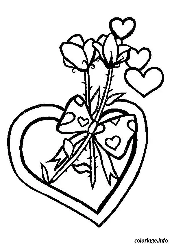 Coloriage Fleur cœur - Coeur à imprimer