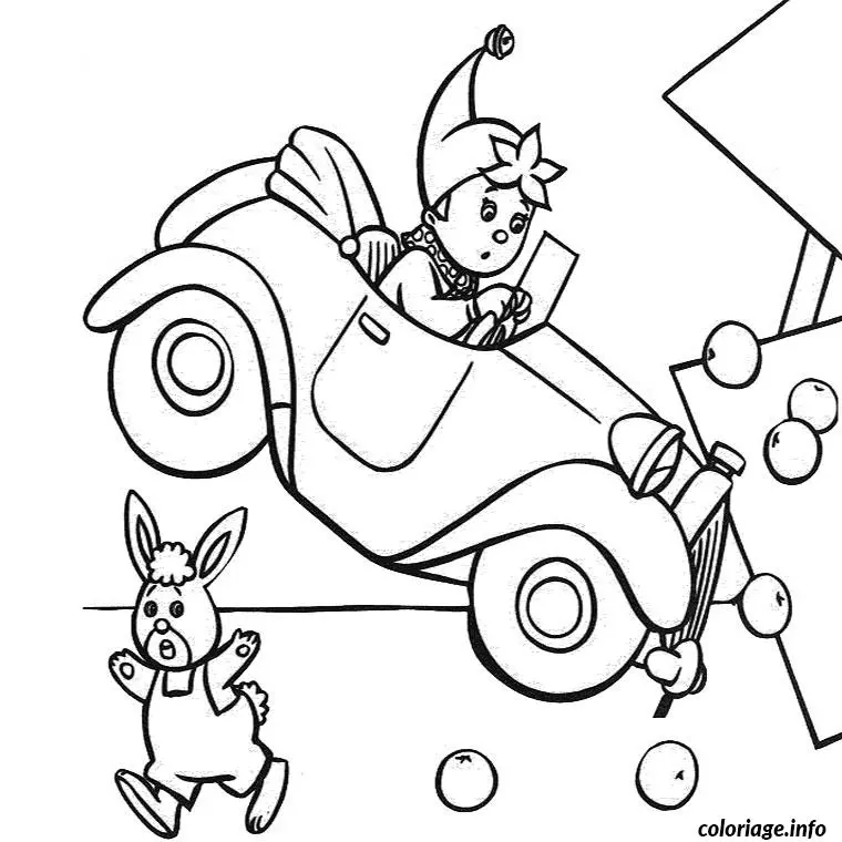 Coloriage Oui oui en voiture - Oui oui à imprimer