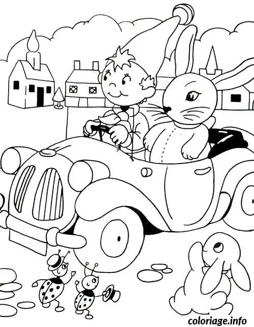 Coloriage Dessin voiture oui oui - Oui oui à imprimer