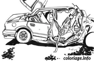 Coloriage Image voiture accidente - Voiture à imprimer