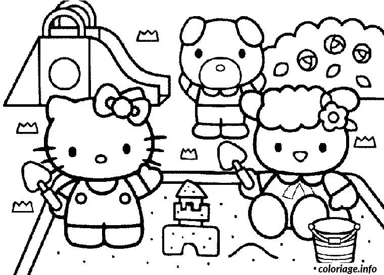 Coloriage Hello kitty ses amis hello kitty - Hello kitty à imprimer