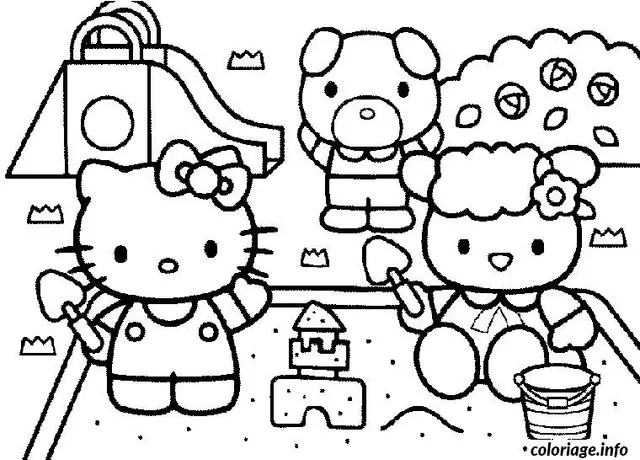 Coloriage Hello kitty ses amis hello kitty - Hello kitty à imprimer