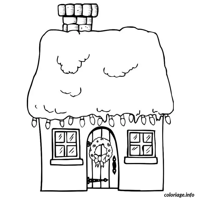 Ausmalbild Weihnachtliches Haus zum Ausdrucken