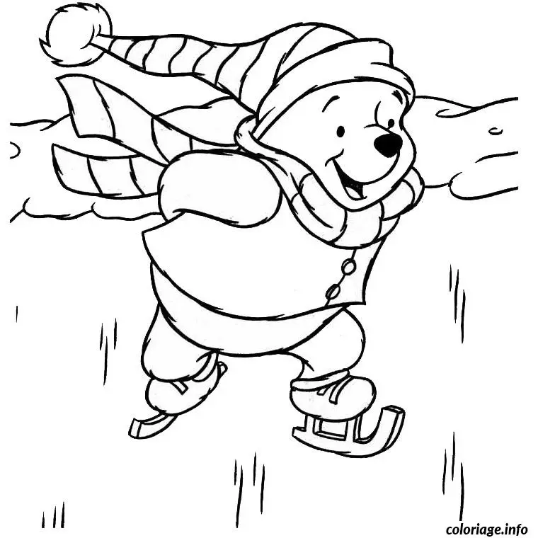 Dibujo de Winnie the Pooh en Navidad para colorear