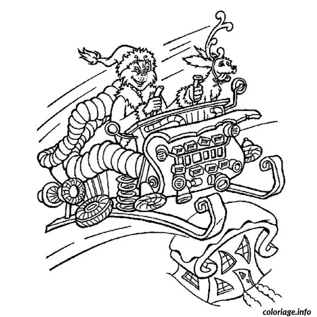 Coloriage Père Noël son traîneau - Père Noël à imprimer