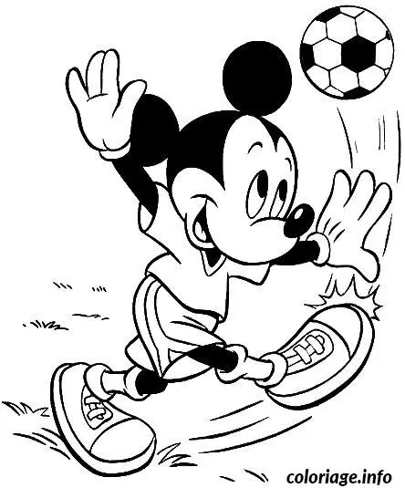Coloriage Mickey joue au football - Football à imprimer