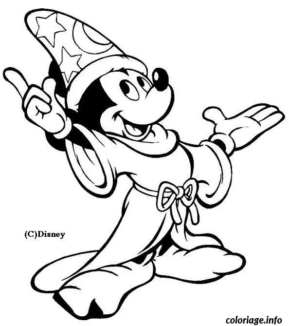 Coloriage Mickey est un magicien - Mickey à imprimer