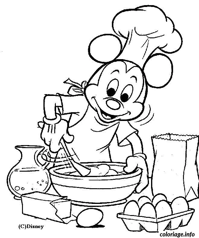 Coloriage Mickey cuisine - Mickey à imprimer