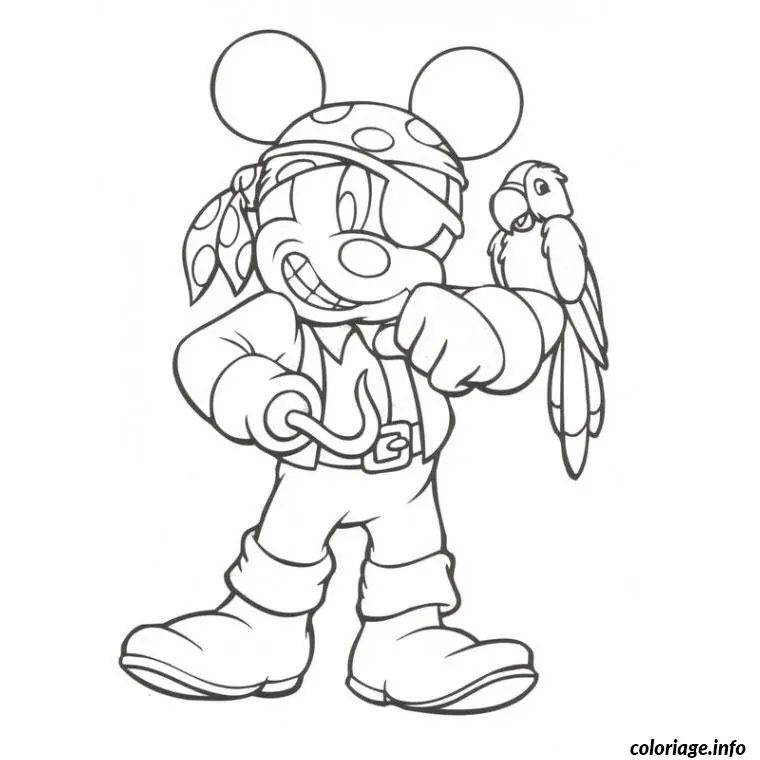 Coloriage Mickey pirate - Mickey à imprimer