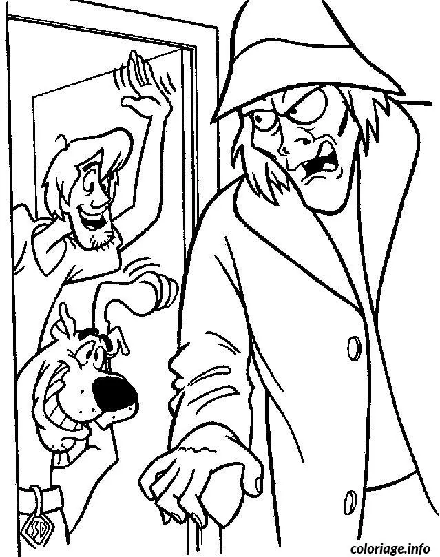 Coloriage Scoubidou sammy et un méchant - Scooby doo à imprimer
