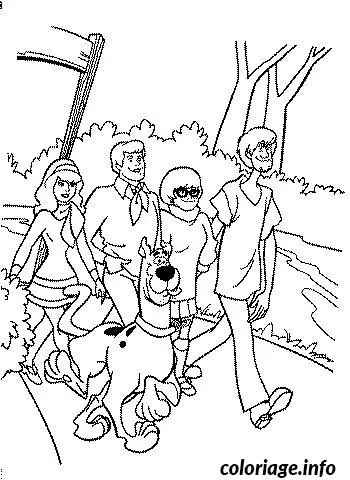 Coloriage La bande a scoubidou se promene - Scooby doo à imprimer