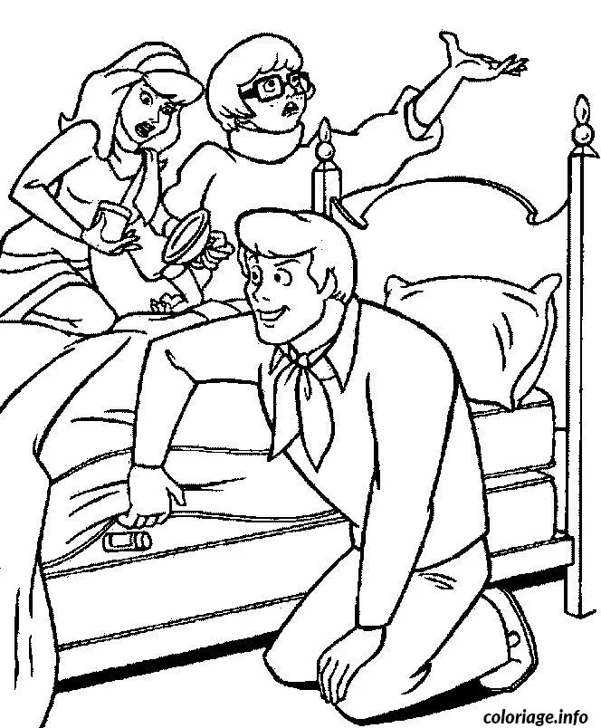 Coloriage Fred trouve indice sous le matelas du lit - Non classé à imprimer