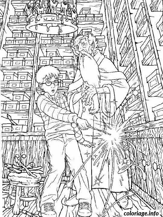 Coloriage Dumbledore et harry - Harry potter à imprimer