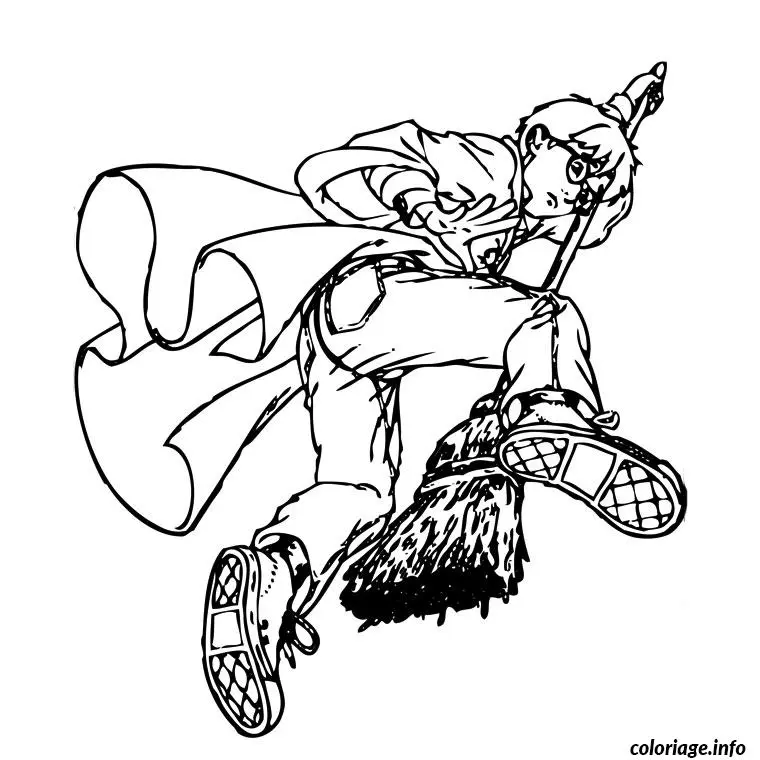 Coloriage Harry Potter lançant un sortilège magique - Harry potter à imprimer
