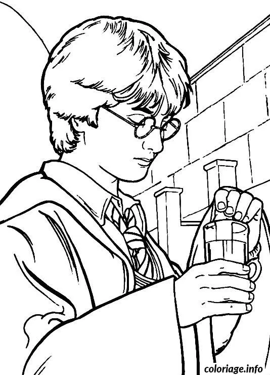 Coloriage Harry fait une experience - Harry potter à imprimer