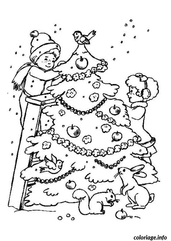 Coloriage Sapin de Noël guirlandes - Noël à imprimer