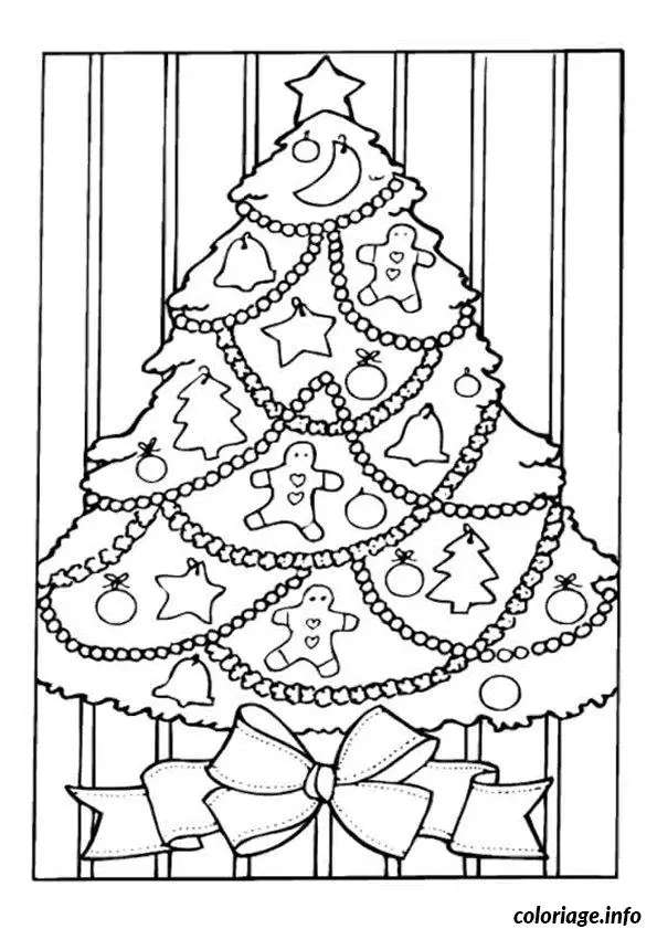 Coloriage Sapin de Noël guirlandes dessin - Dessin à imprimer
