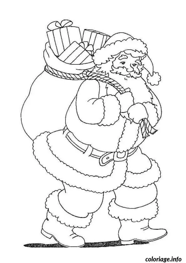 Coloriage Père Noël gros cadeaux - Père Noël à imprimer