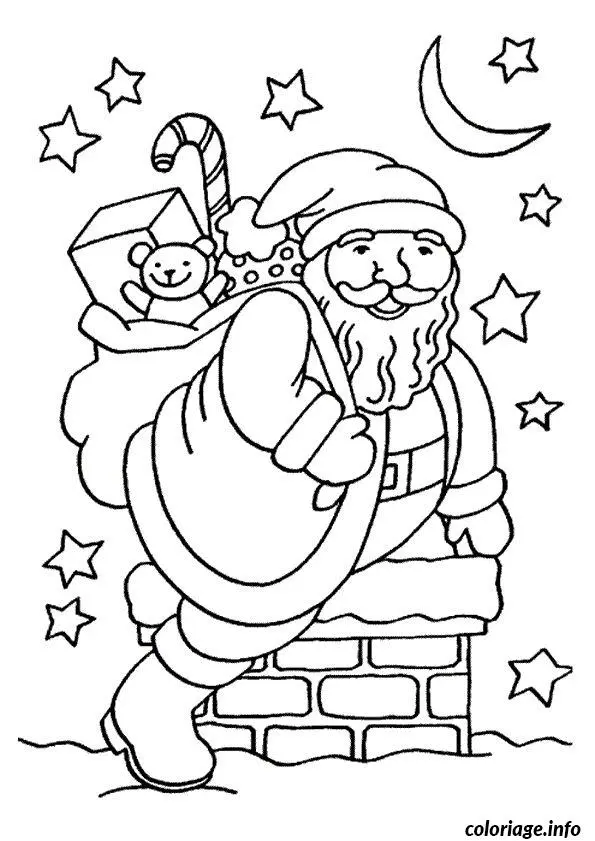 Coloriage Père Noël lune - Père Noël à imprimer