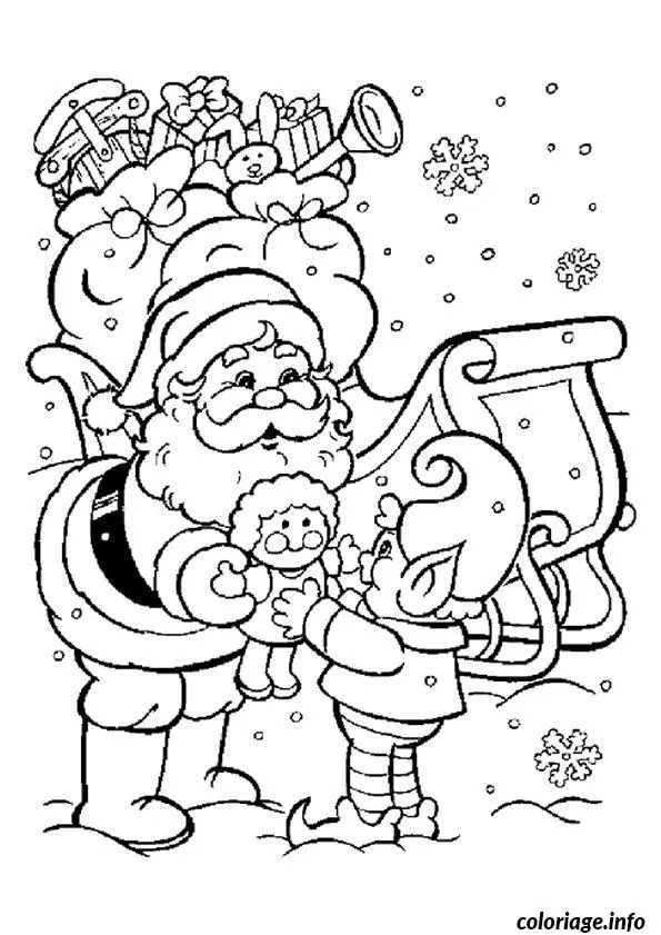 Santa Claus with an Elf coloring page to print
